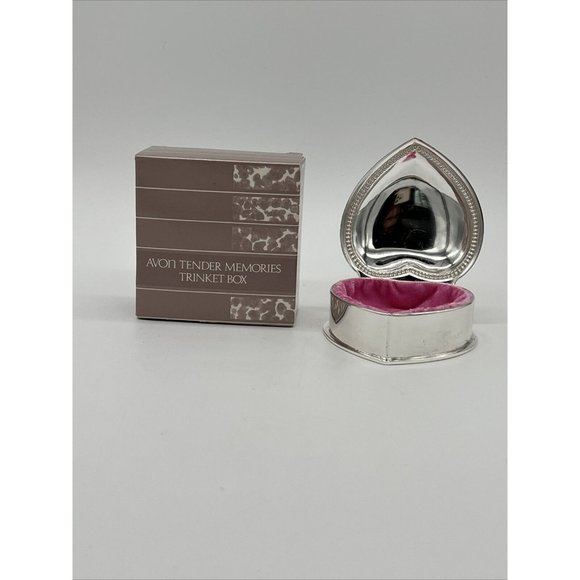 COPY - Vintage 1987 Avon Tender Memories Trinket Jewelry Box Silver & Pink New - Picture 2 of 5